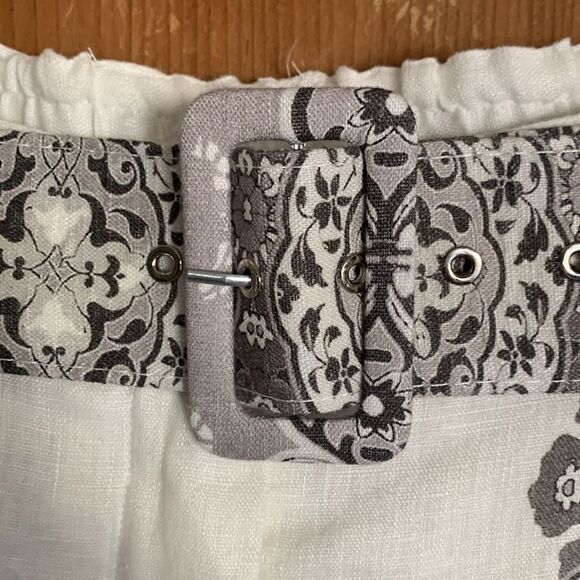 Johnny Was black/white paisley print linen/silk high waisted wide leg slacks - Picture 4 of 13